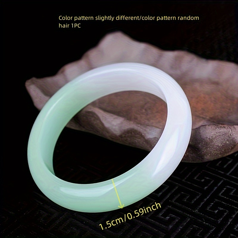 Half White Half Green Classic Flat Bar Bracelet